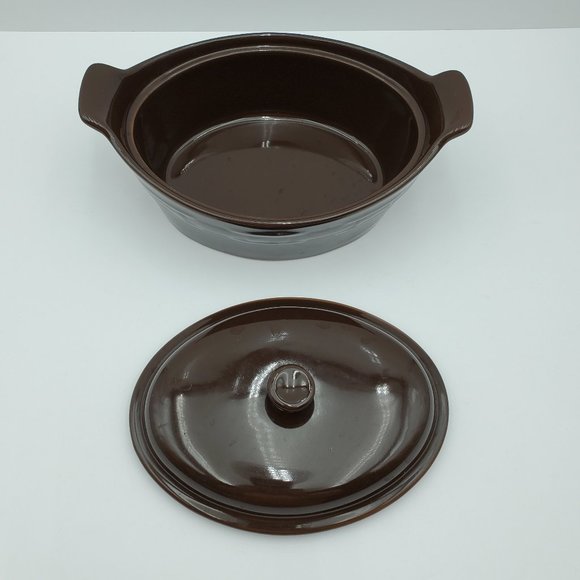 Longaberger Woven Traditions Chocolate Brown Small Oval Casserole Baking Dish - Picture 3 of 7